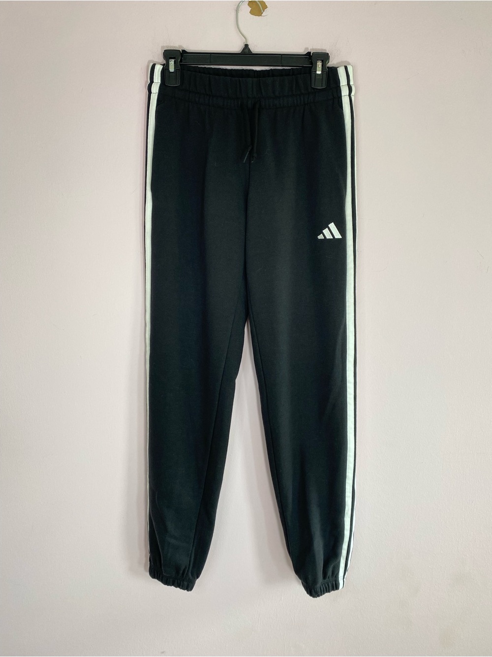 Brand new! Adidas black joggers with white stripes, women’s size Small